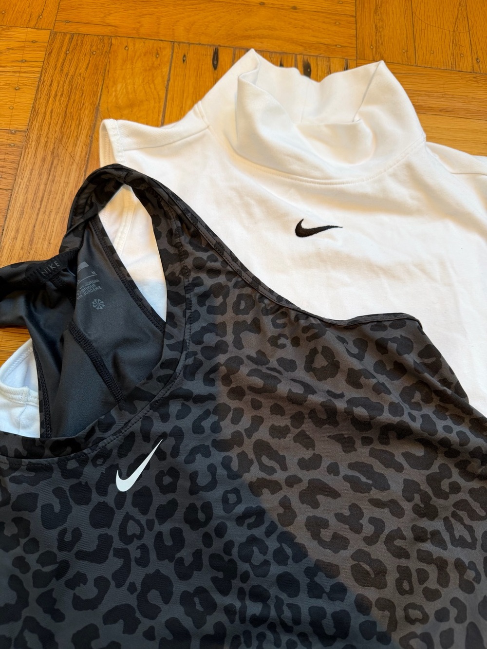 Nike Black & White Leopard-Print Athletic Tank Top